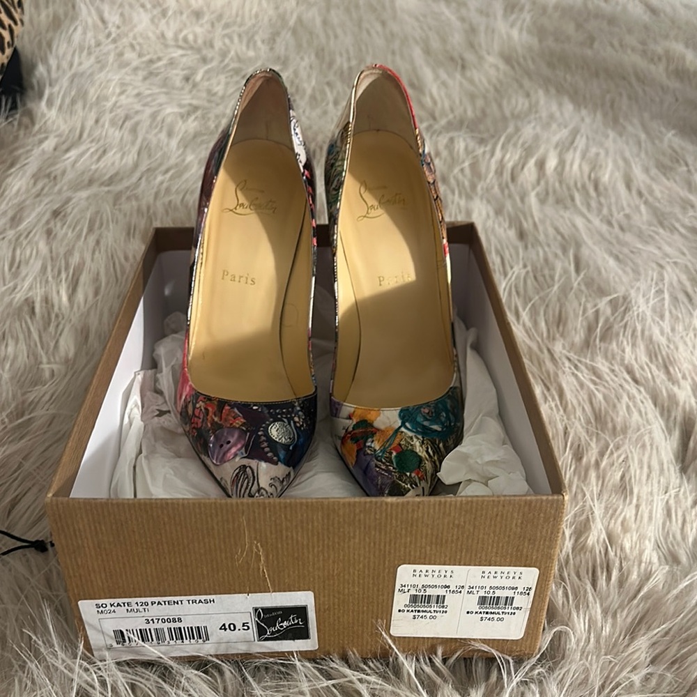 Christian Louboutin Bronze Metallic Heels with Turquoise Accents